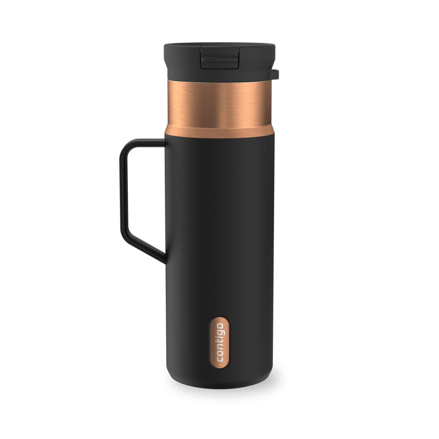 Contigo SnapSeal Leakproof Stainless Steel Reusable Water Bottle Tumbler with Side Handle, Dark Blue/Bronze, 20 oz C033X