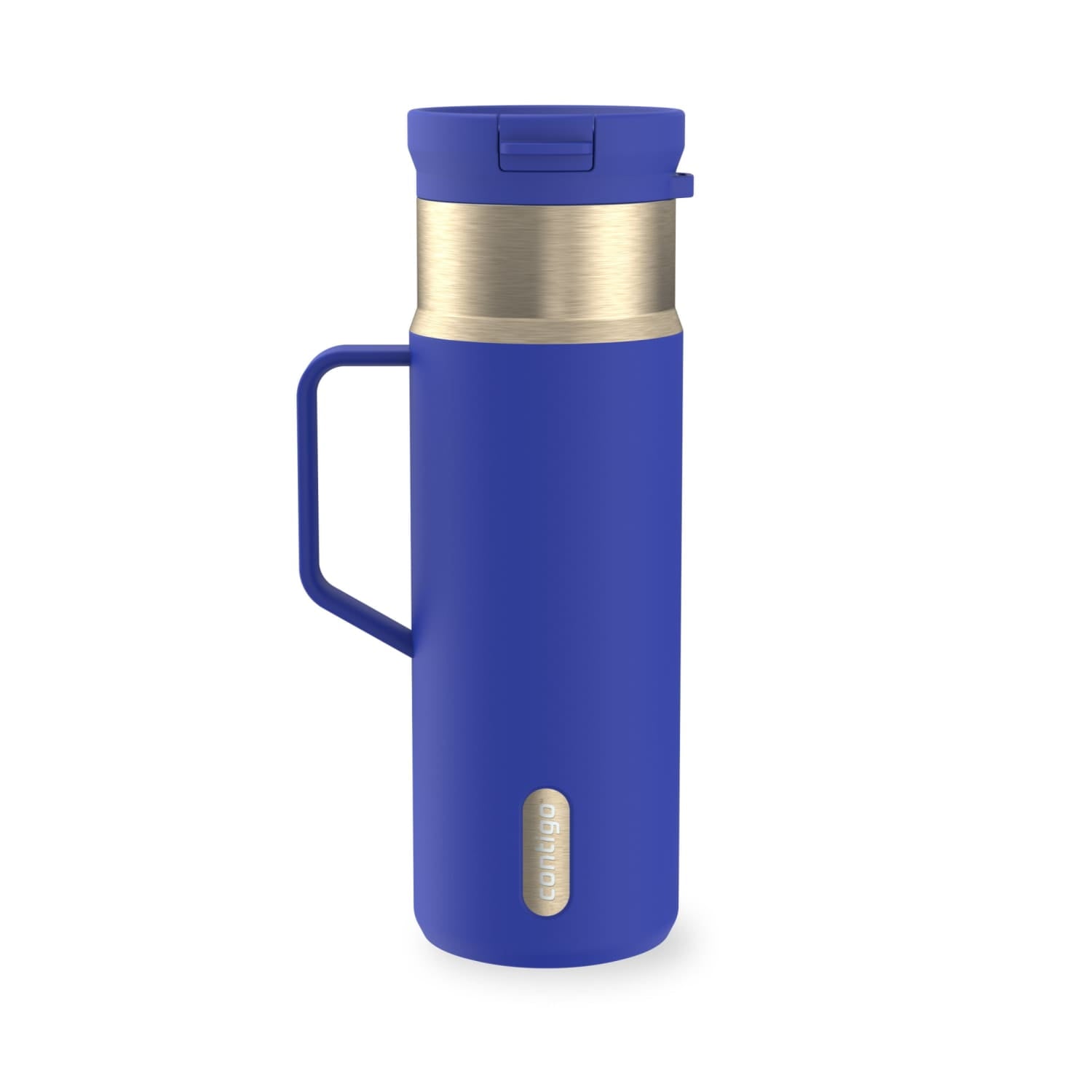 Contigo SnapSeal Leakproof Stainless Steel Reusable Water Bottle Tumbler with Side Handle, Dark Blue/Bronze, 20 oz C033X