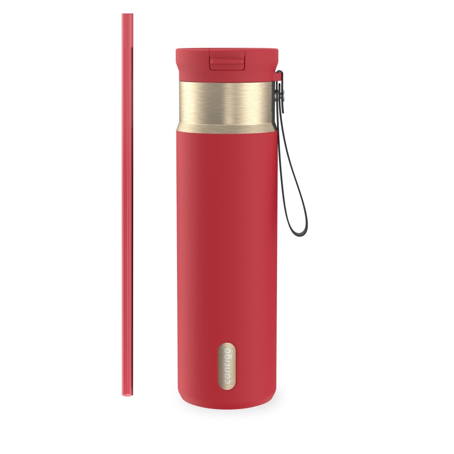Contigo SnapSeal Leakproof Stainless Steel Reusable Water Bottle with Carrying Strap, Dark Blue/Bronze, 24 oz C024M