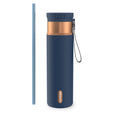 Contigo SnapSeal Leakproof Stainless Steel Reusable Water Bottle with Carrying Strap, Dark Blue/Bronze, 24 oz C024M