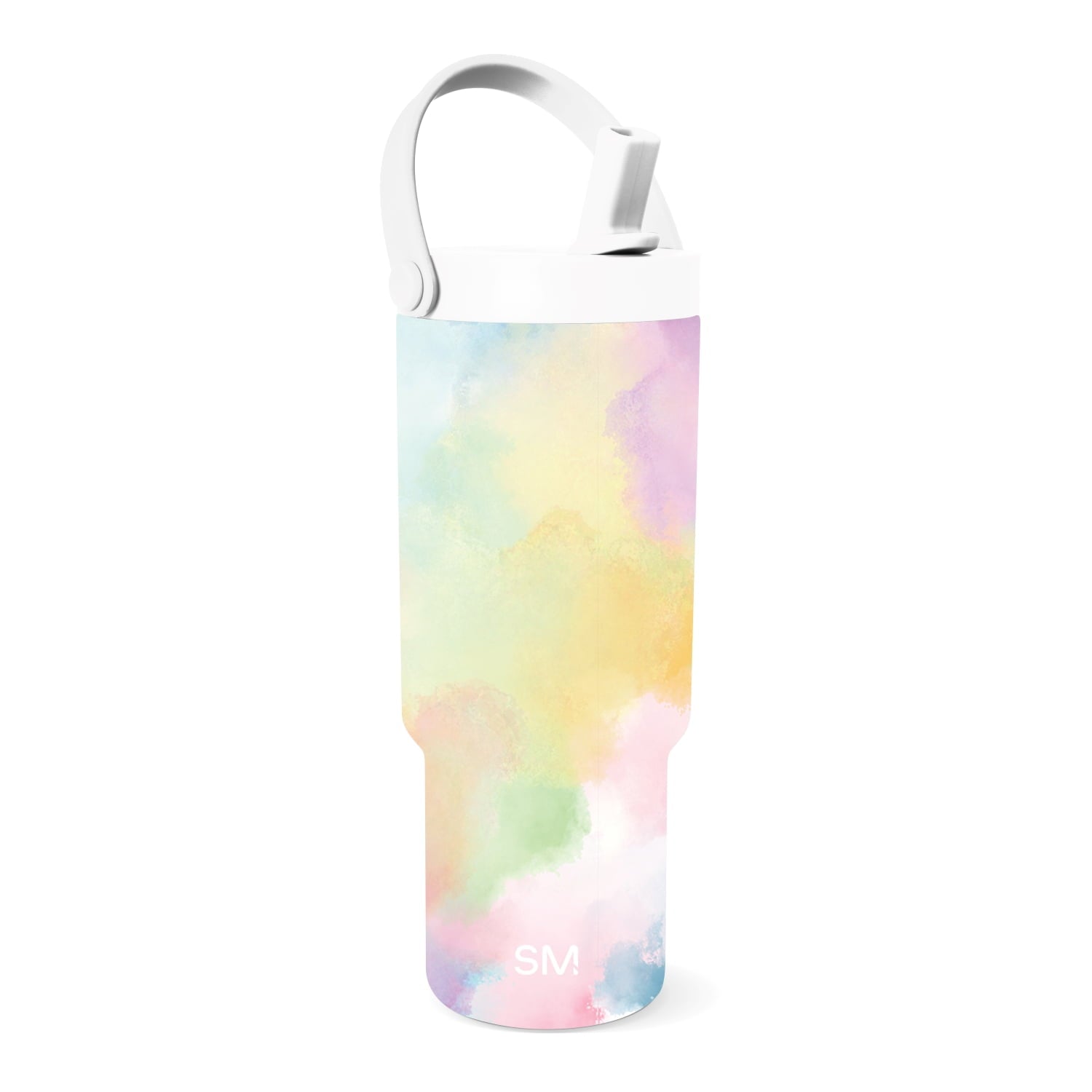 Simple Modern 24 fl oz Insulated Stainless Steel Trek Pivot Tumbler with Straw Lid and Top Handle|Cotton Candy Tie Dye C407C