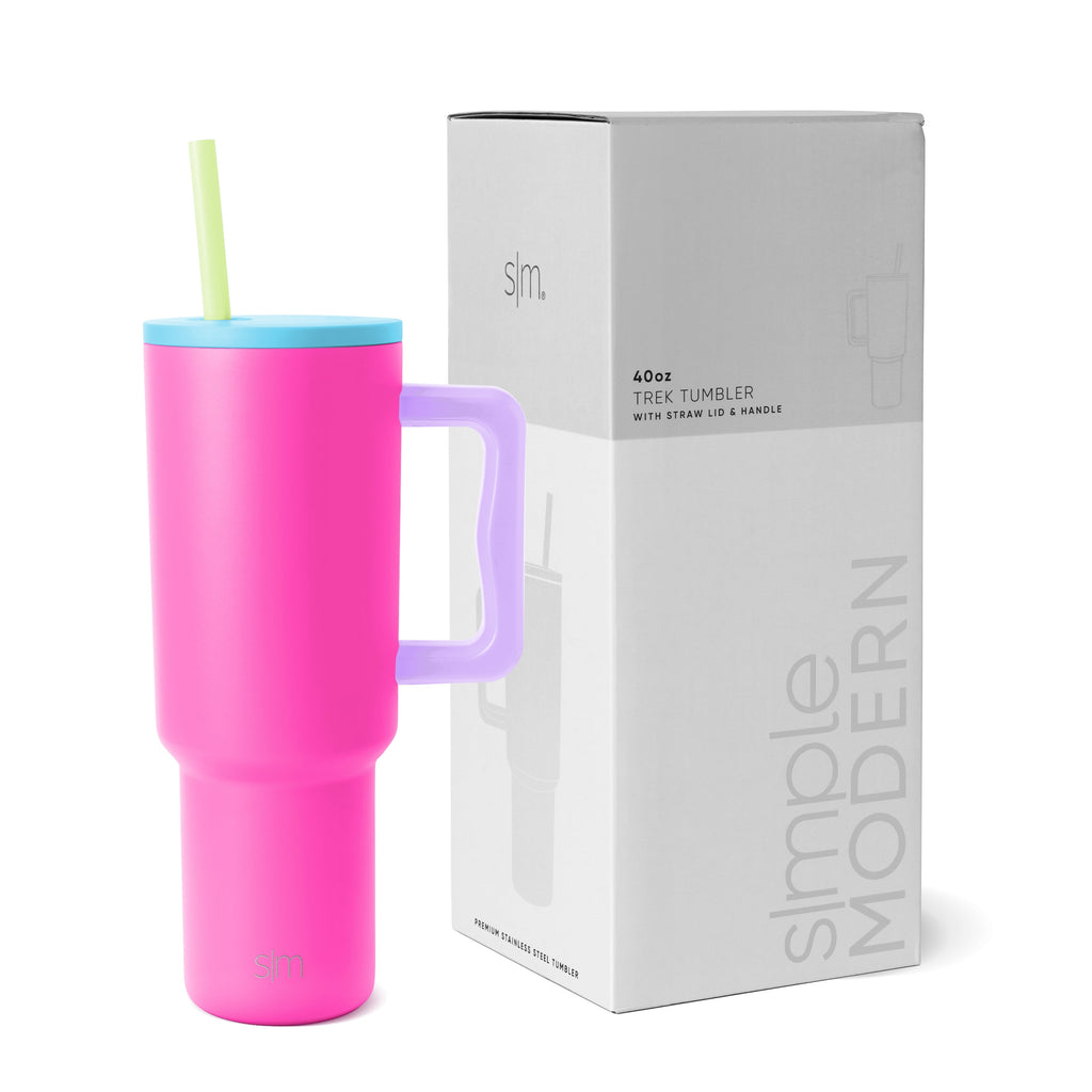 Simple Modern 40 fl oz Insulated Stainless Steel Trek Tumbler with Straw Lid | 80s Mix C403M