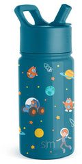 Simple Modern Blippi Kids Water Bottle with Straw Lid | Insulated Stainless Steel Reusable Tumbler for Toddlers, Girls | Summit Collection | 14oz, Blippi Space C689B