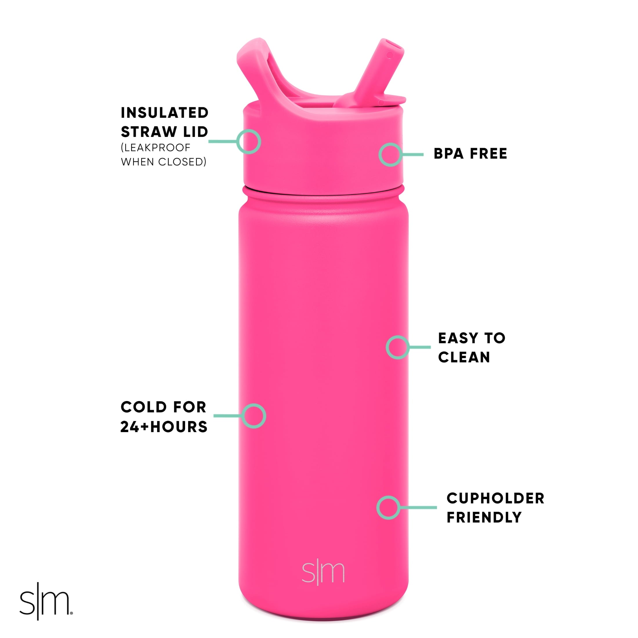 Simple Modern Summit Water Bottle Straw Lid Vacuum Insulated Stainless Steel Bottle | 18 fl oz C685G