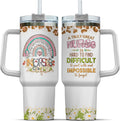 Tumbler 40 Oz With Handle Lid And Straw, Nurse Gifts, Black Camo White Engraved Print Travel Nurses Tumblers Handle Funny Cups Nursing For, Great Nurse Rainbow Daisy Flower C683K