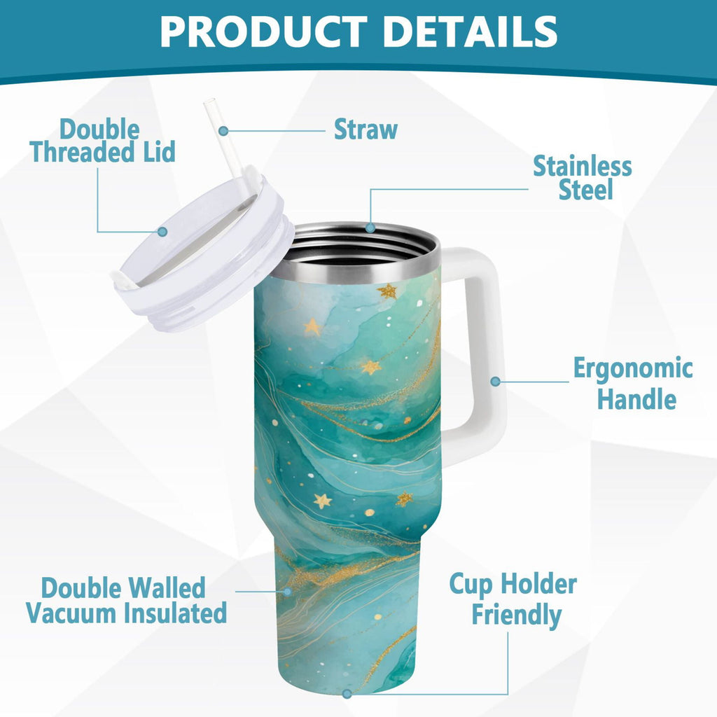 40 oz Insulated Stainless Steel Tumbler Double Wall Stainless Steel Tumbler with 2-Way Drinking Beautiful Watercolor Stars C530S