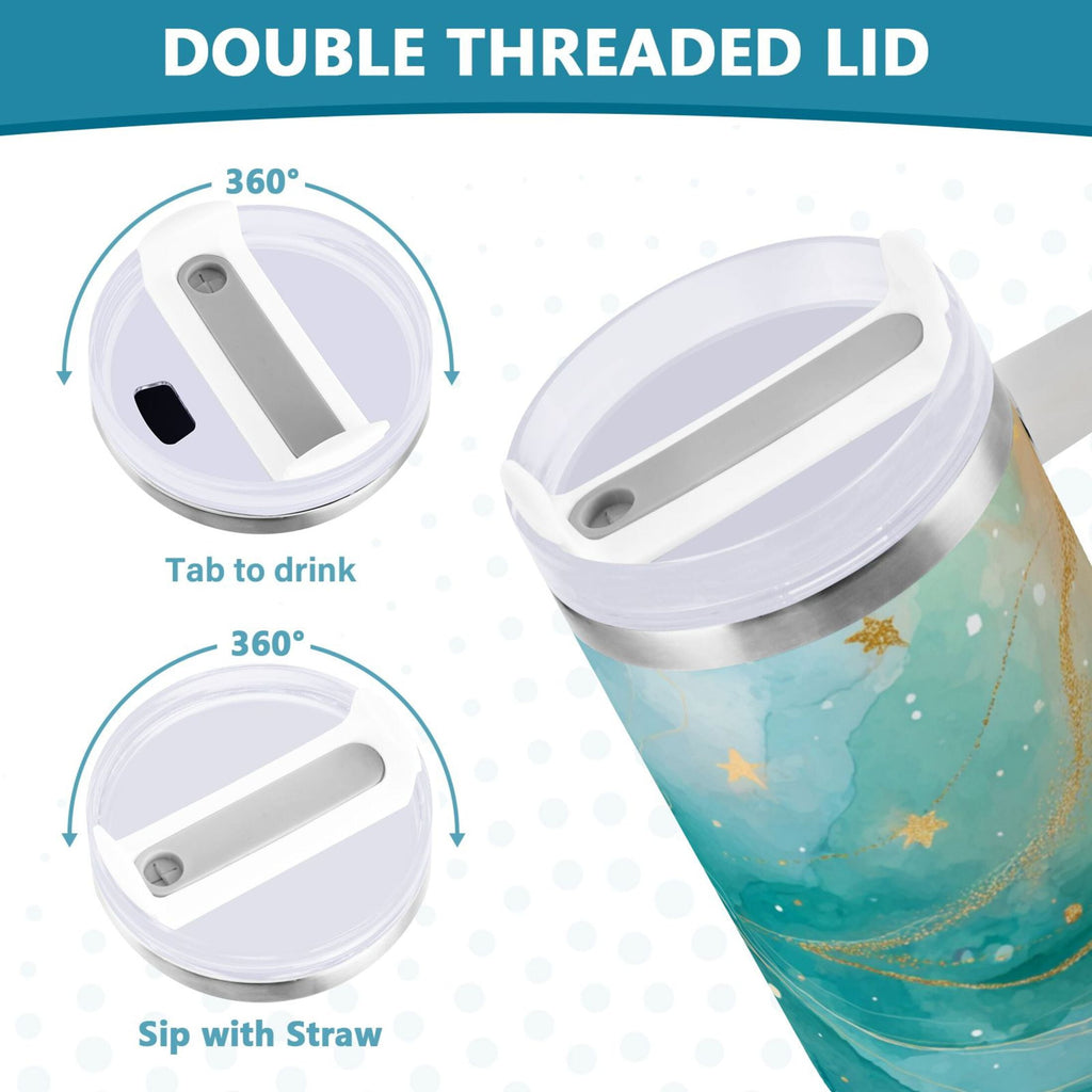 40 oz Insulated Stainless Steel Tumbler Double Wall Stainless Steel Tumbler with 2-Way Drinking Beautiful Watercolor Stars C530S