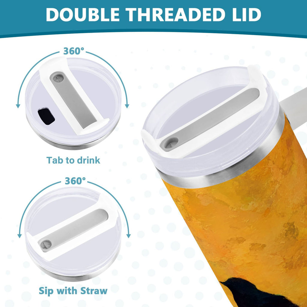 30 oz Insulated Stainless Steel Tumbler Double Wall Stainless Steel Tumbler with 2-Way Drinking Birds on A Wire C613W