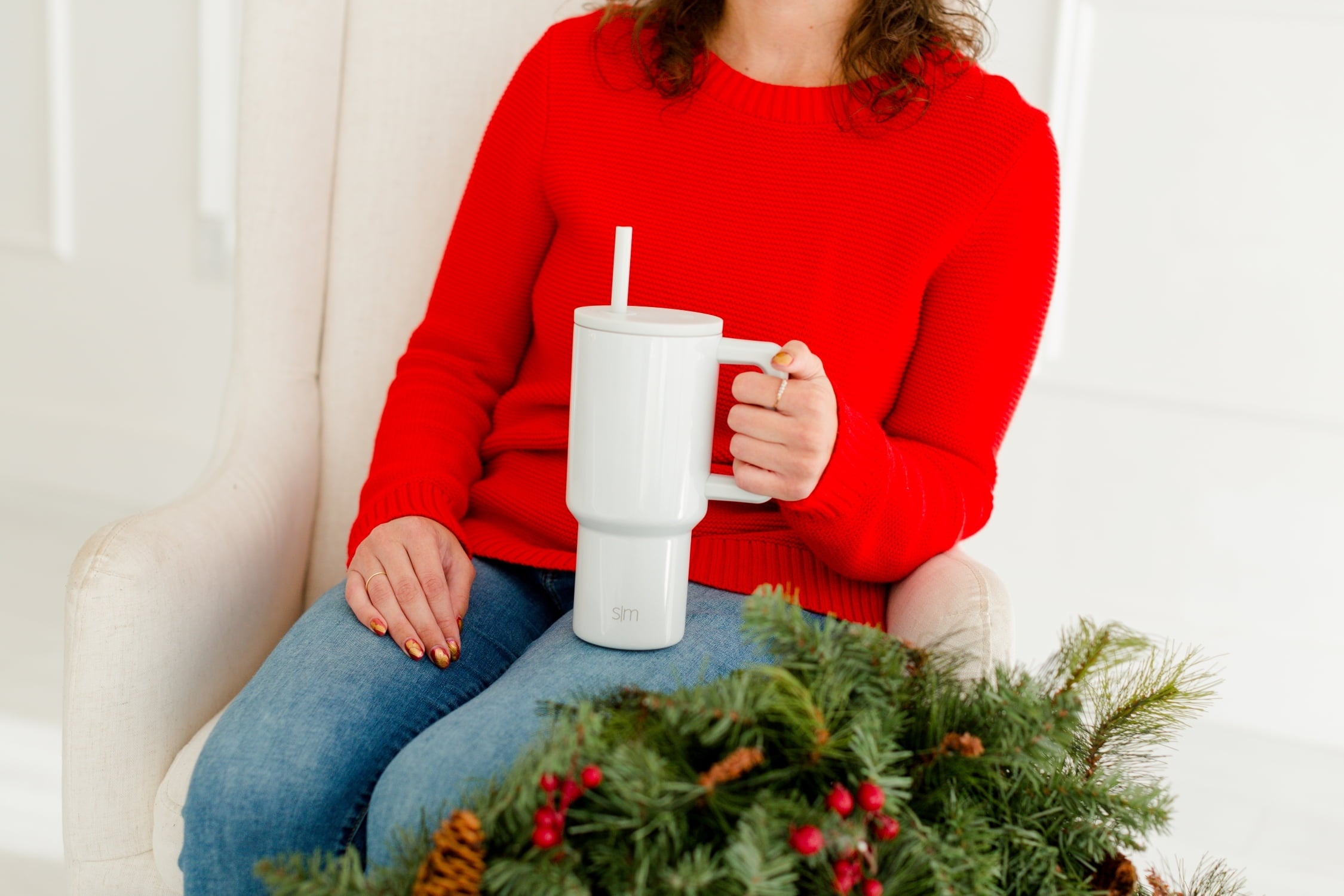 Simple Modern 30 fl oz Insulated Stainless Steel Trek Tumbler with Straw Lid | Seaglass Sage and Cream Checkmate C690C