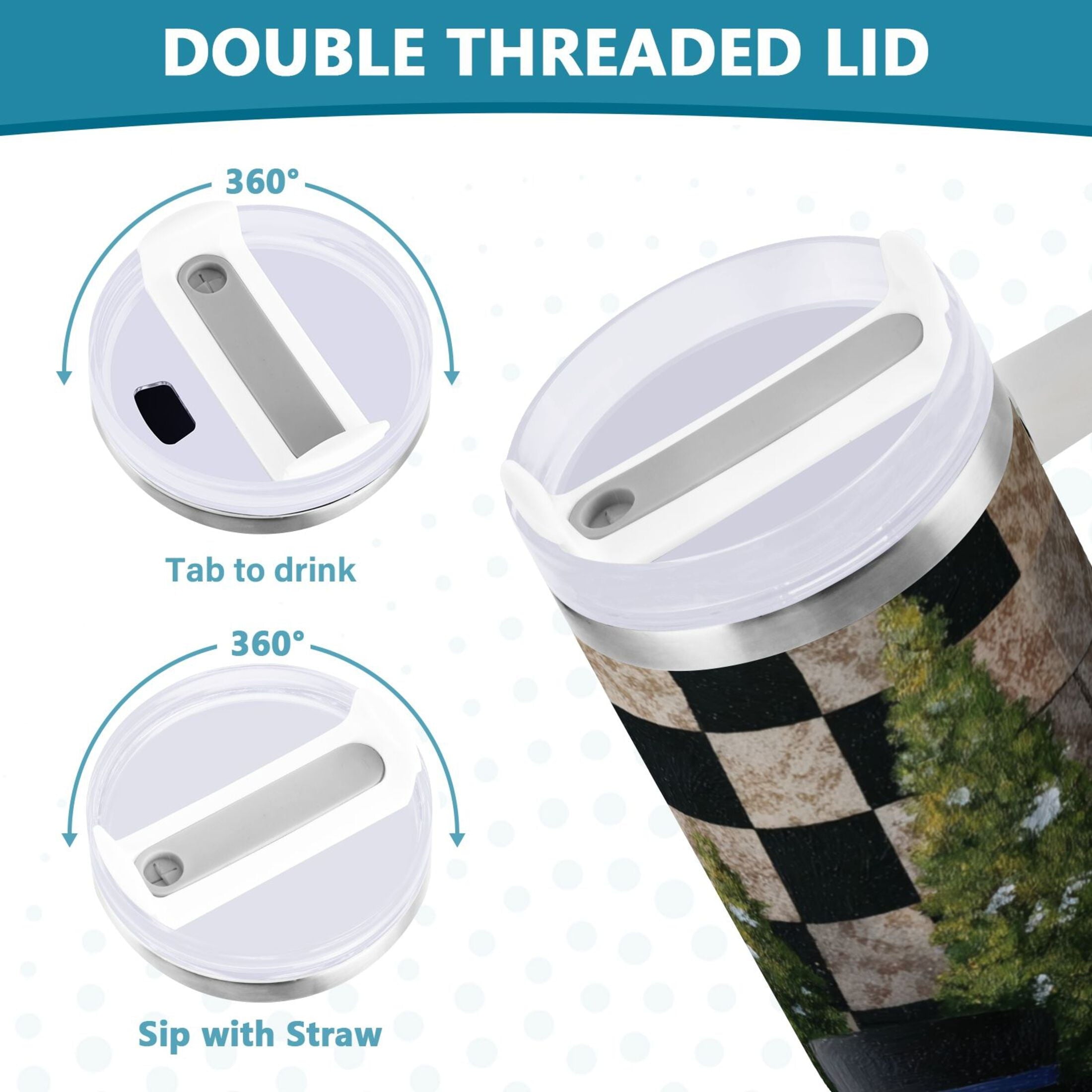 30 oz Insulated Stainless Steel Tumbler Double Wall Stainless Steel Tumbler with 2-Way Drinking Two Snowmen Pattern C501A