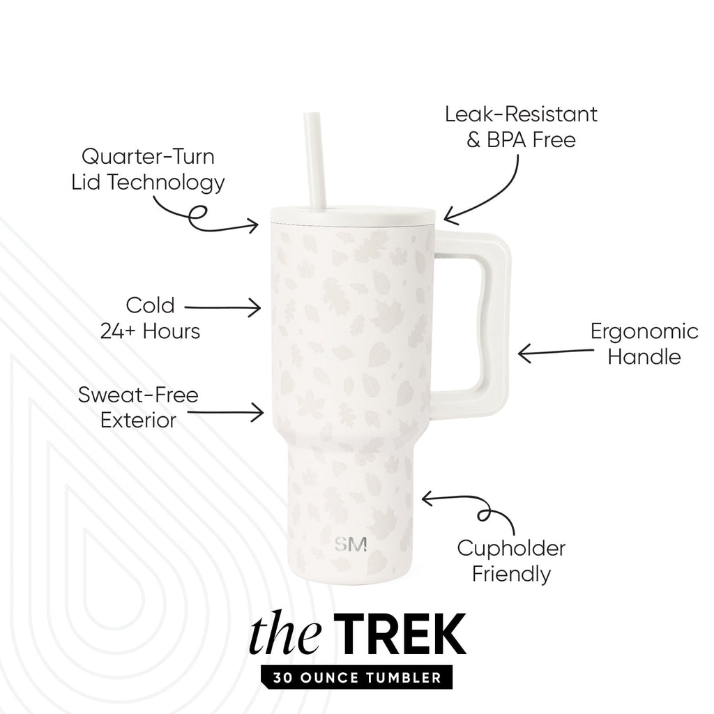 Simple Modern 30 fl oz Insulated Stainless Steel Trek Tumbler with Straw Lid | Seaglass Sage and Cream Checkmate C690C