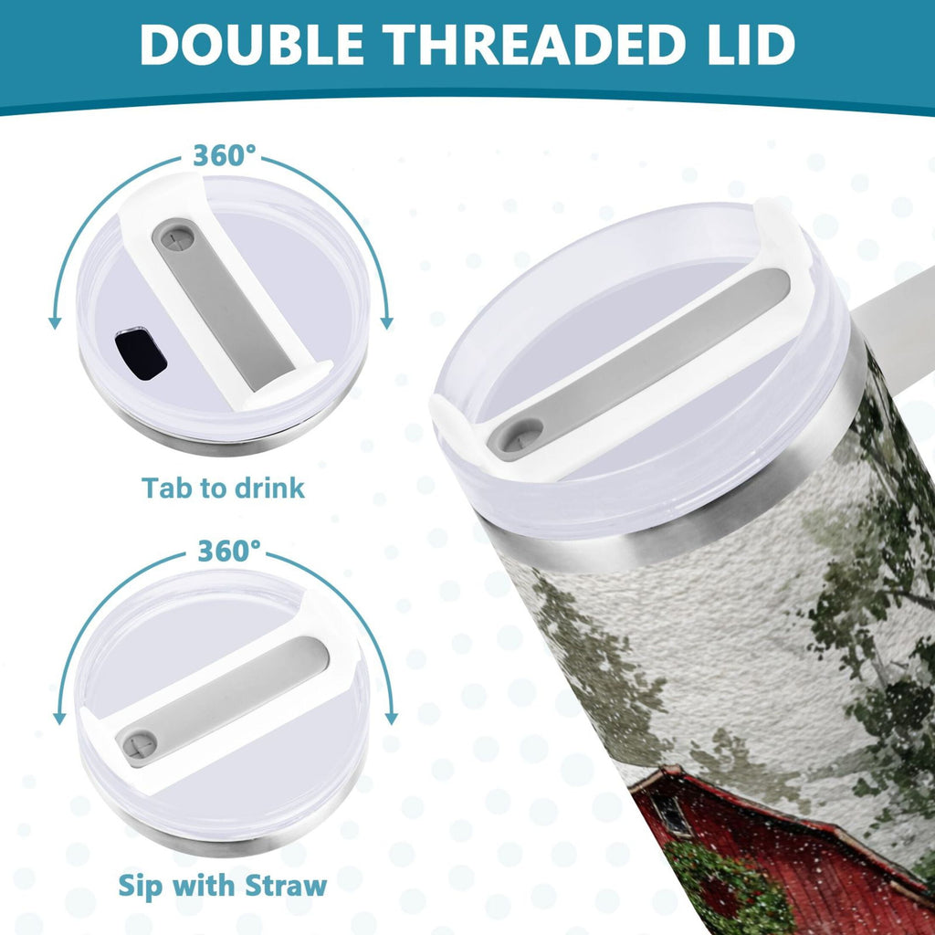 30 oz Insulated Stainless Steel Tumbler Double Wall Stainless Steel Tumbler with 2-Way Drinking Old Red Barn C592S