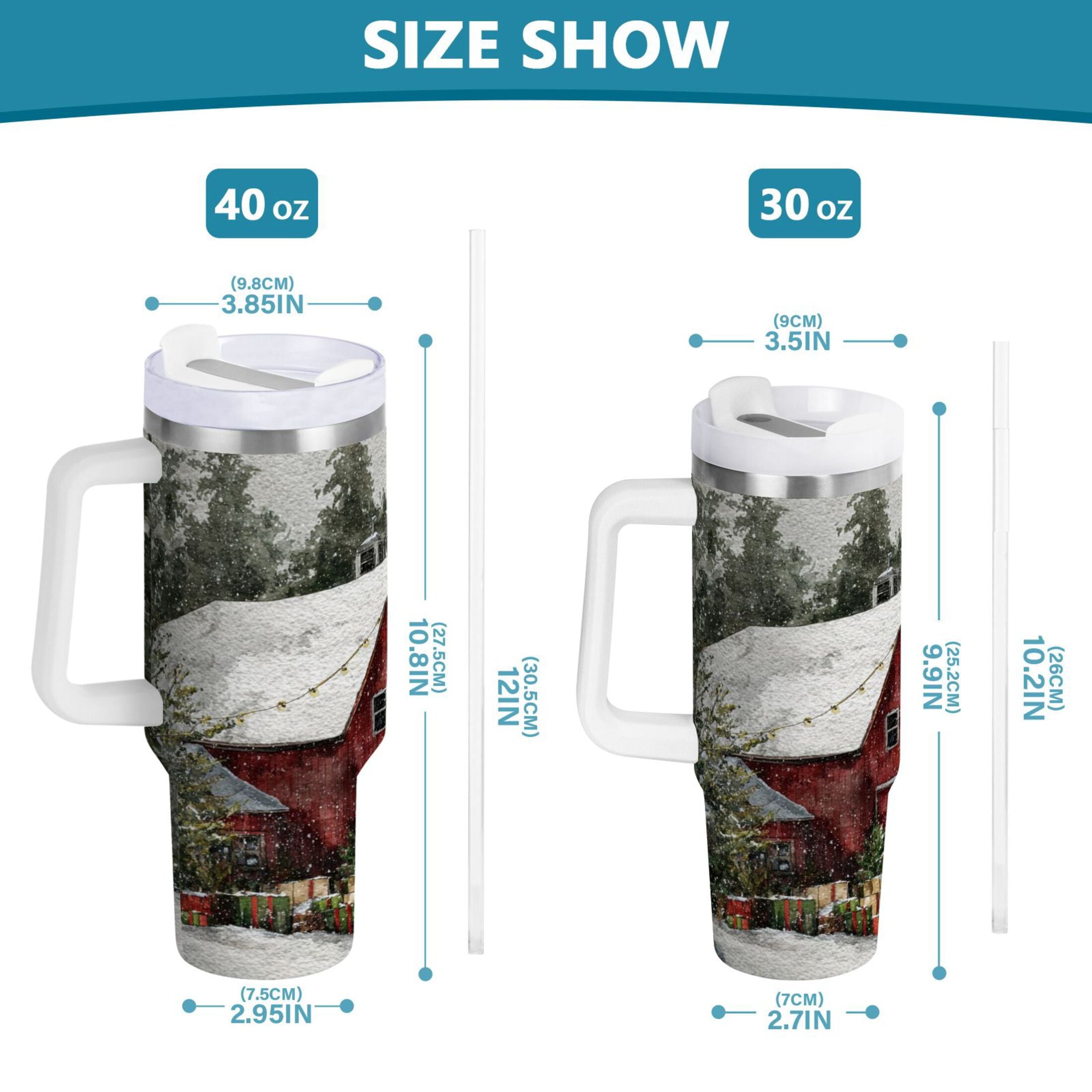 30 oz Insulated Stainless Steel Tumbler Double Wall Stainless Steel Tumbler with 2-Way Drinking Old Red Barn C592S