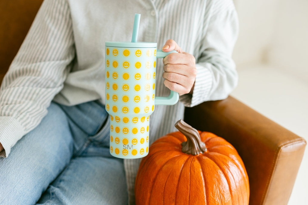 Simple Modern 30 fl oz Insulated Stainless Steel Trek Tumbler with Straw Lid | Seaglass Sage and Cream Checkmate C690C
