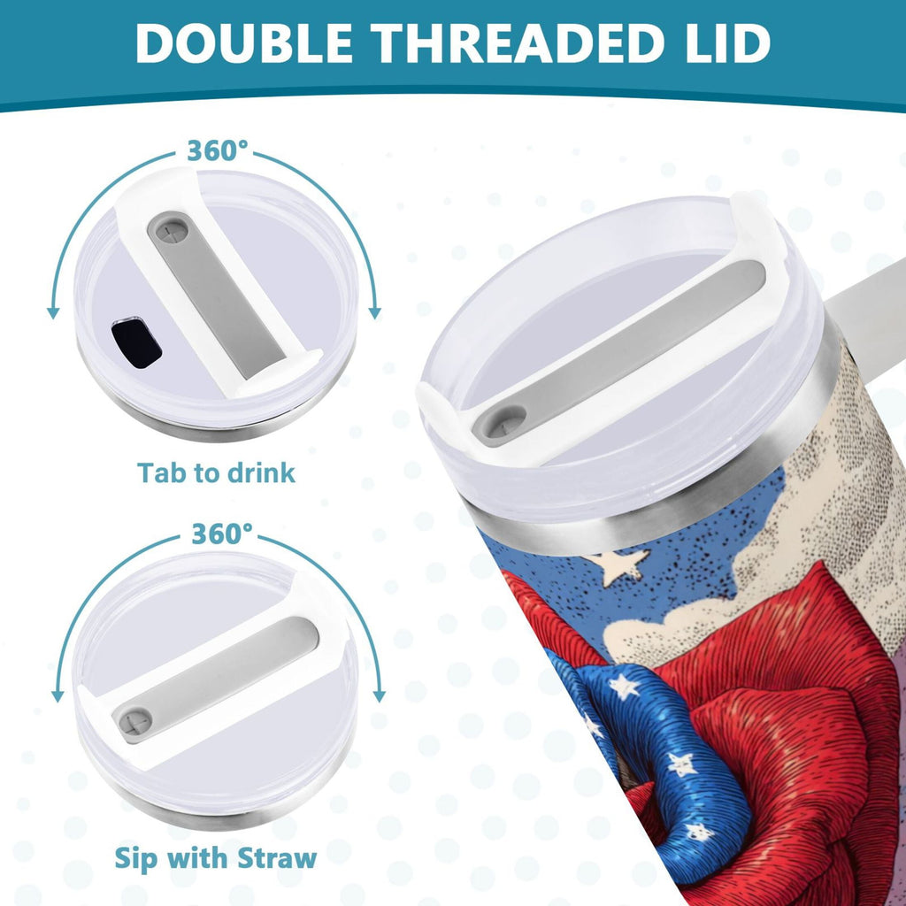 40 oz Insulated Stainless Steel Tumbler Double Wall Stainless Steel Tumbler with 2-Way Drinking Roses and Clouds C523F