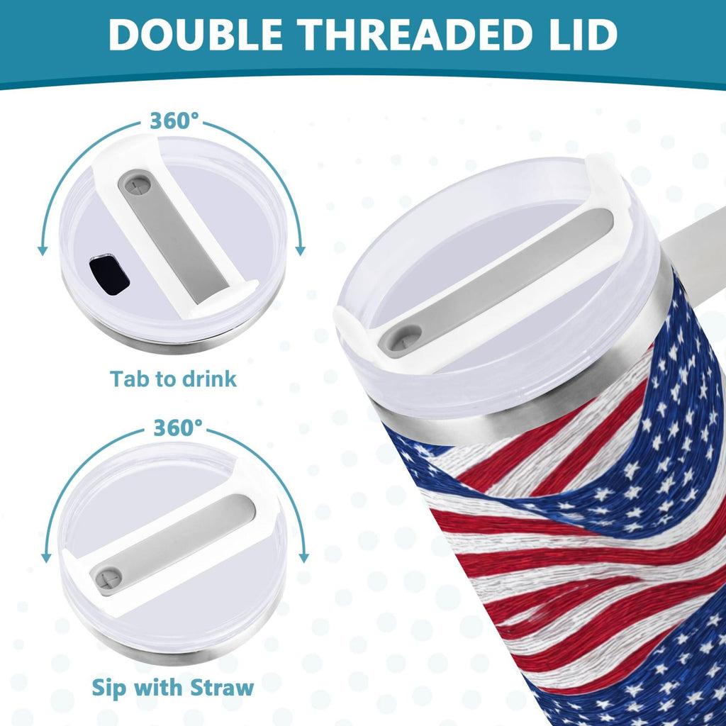 30 oz Insulated Stainless Steel Tumbler Double Wall Stainless Steel Tumbler with 2-Way Drinking Flags Wave Pattern C536X
