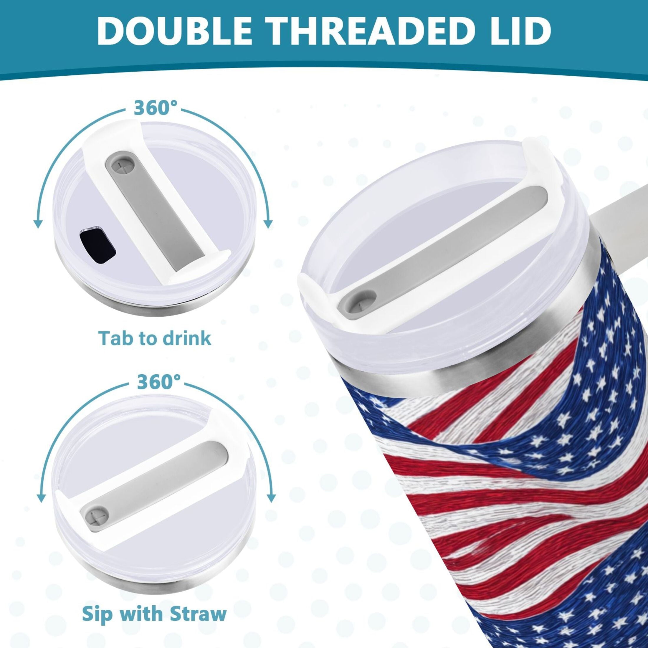 30 oz Insulated Stainless Steel Tumbler Double Wall Stainless Steel Tumbler with 2-Way Drinking Flags Wave Pattern C536X
