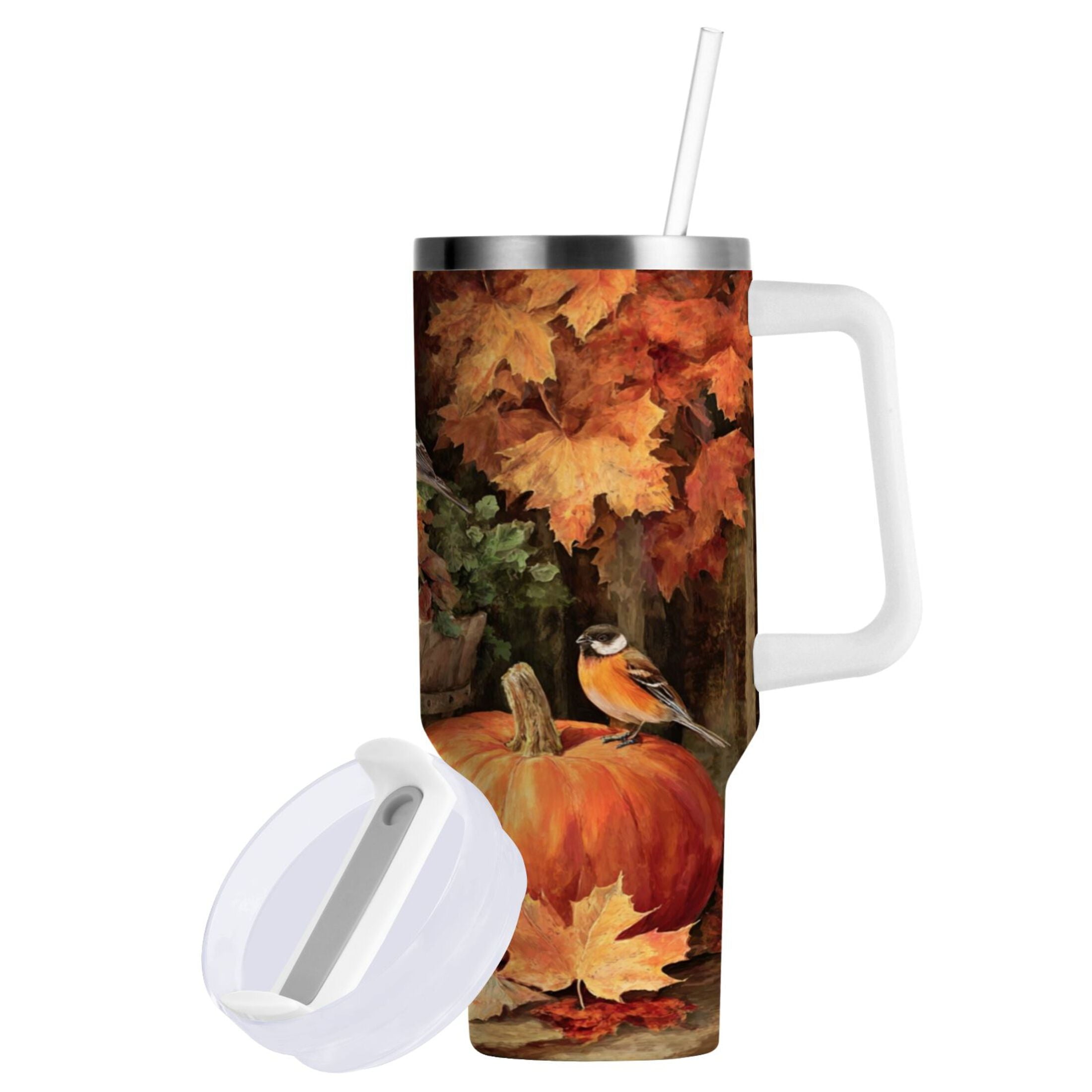 30 oz Insulated Stainless Steel Tumbler Double Wall Stainless Steel Tumbler with 2-Way Drinking Beautiful Fall Scene C610W