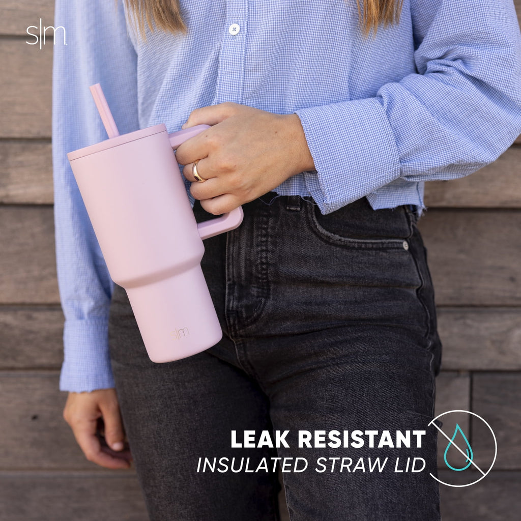 Simple Modern 30 fl oz Insulated Stainless Steel Trek Tumbler with Straw Lid | Seaglass Sage and Cream Checkmate C690C