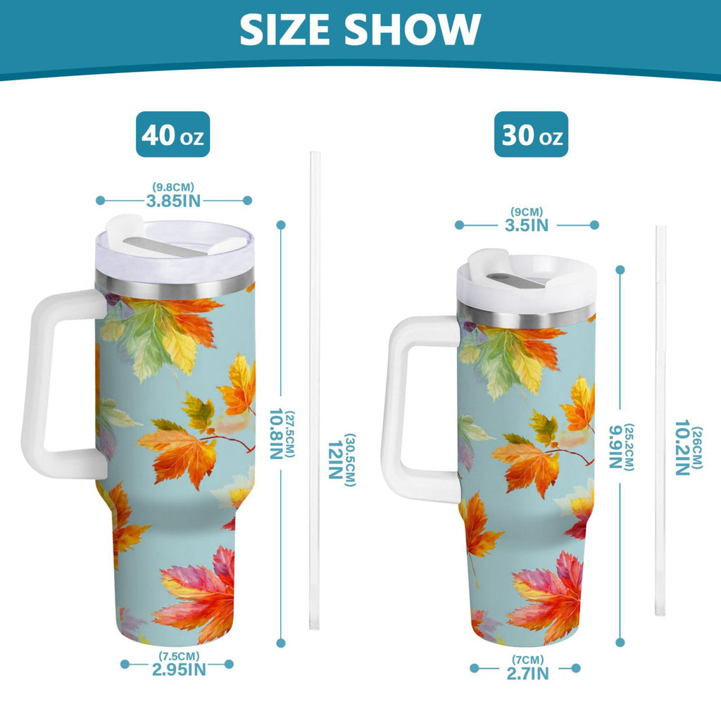 30 oz Insulated Stainless Steel Tumbler Double Wall Stainless Steel Tumbler with 2-Way Drinking Colorful Autumn Maple Leaves C616H