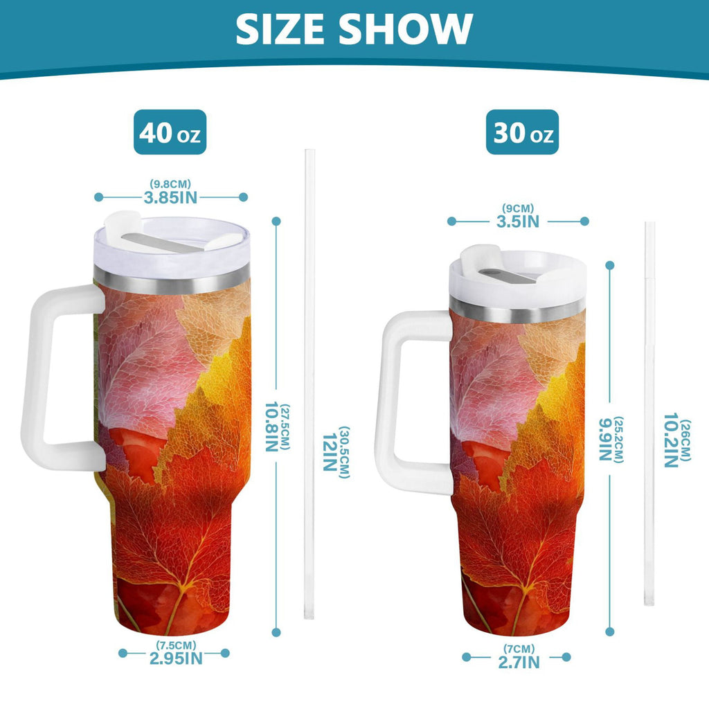 30 oz Insulated Stainless Steel Tumbler Double Wall Stainless Steel Tumbler with 2-Way Drinking Various Shades Autumn Leaves C590U