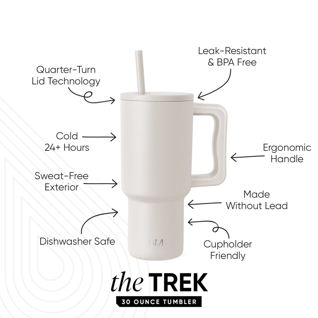 Simple Modern 30 fl oz Insulated Stainless Steel Trek Tumbler with Straw Lid | Seaglass Sage and Cream Checkmate C690C