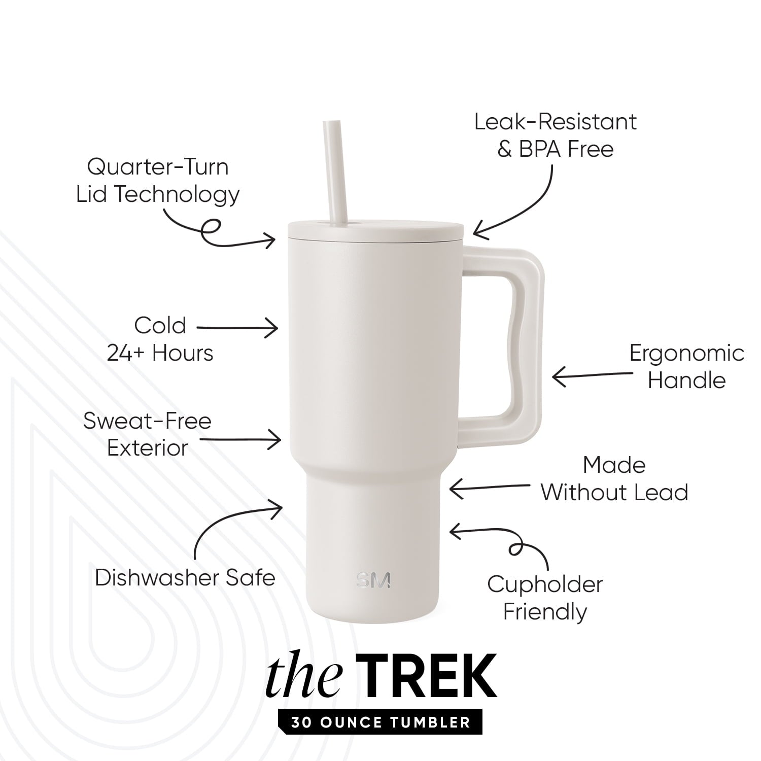 Simple Modern 30 fl oz Insulated Stainless Steel Trek Tumbler with Straw Lid | Seaglass Sage and Cream Checkmate C690C