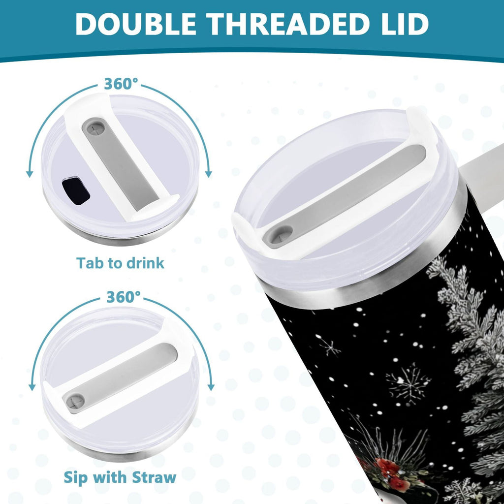 30 oz Insulated Stainless Steel Tumbler Double Wall Stainless Steel Tumbler with 2-Way Drinking Christmas Snowman C583P