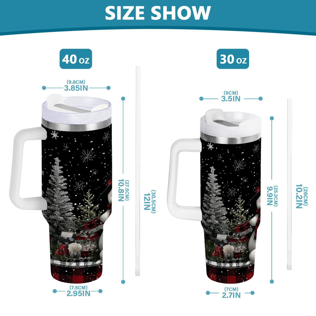 30 oz Insulated Stainless Steel Tumbler Double Wall Stainless Steel Tumbler with 2-Way Drinking Christmas Snowman C583P