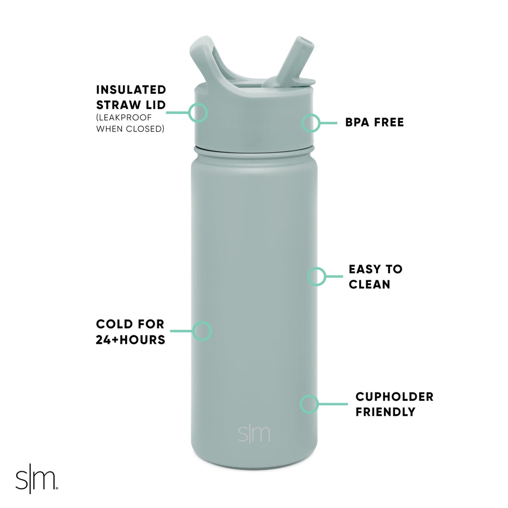 Simple Modern Summit Water Bottle Straw Lid Vacuum Insulated Stainless Steel Bottle | 18 fl oz C685G