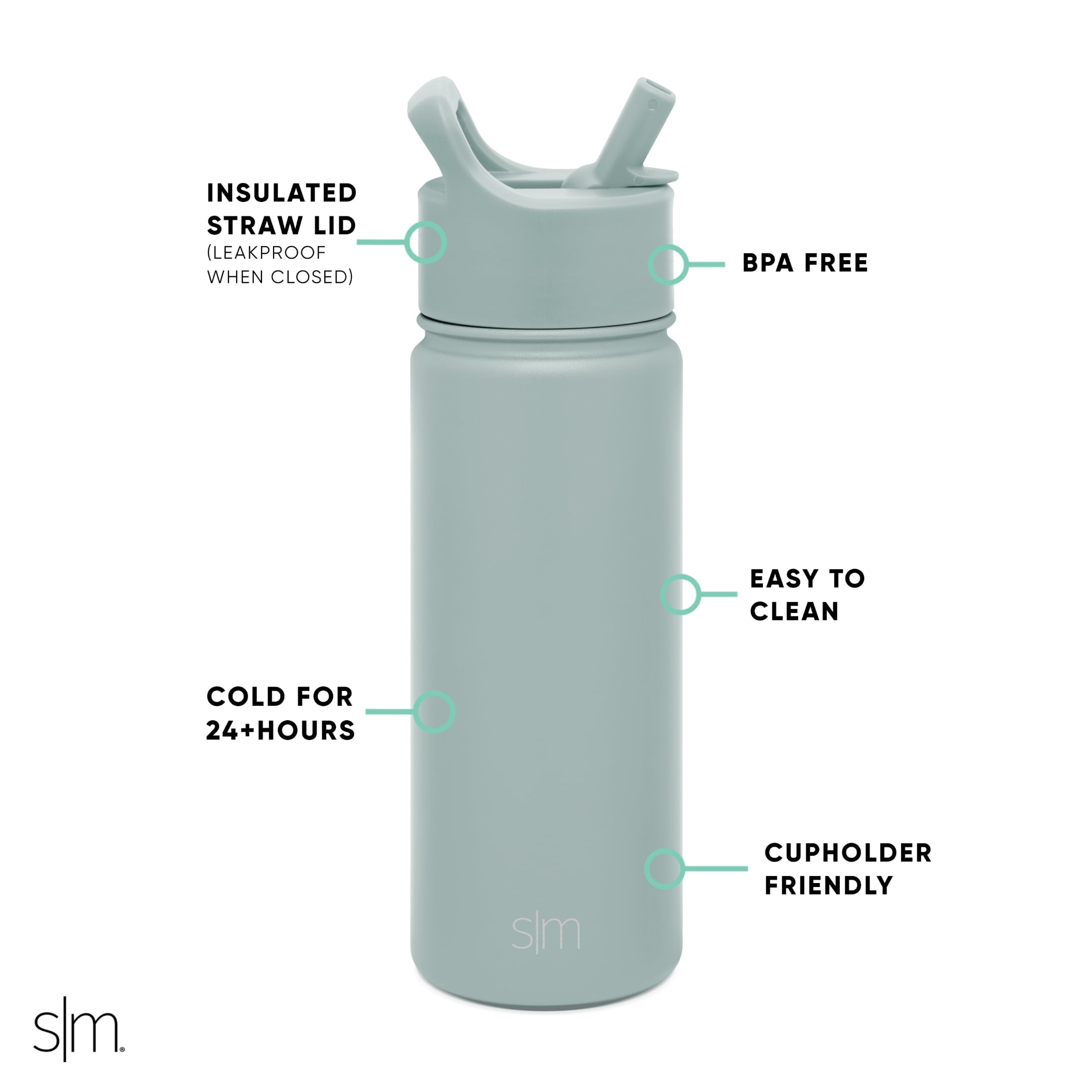 Simple Modern Summit Water Bottle Straw Lid Vacuum Insulated Stainless Steel Bottle | 18 fl oz C685G