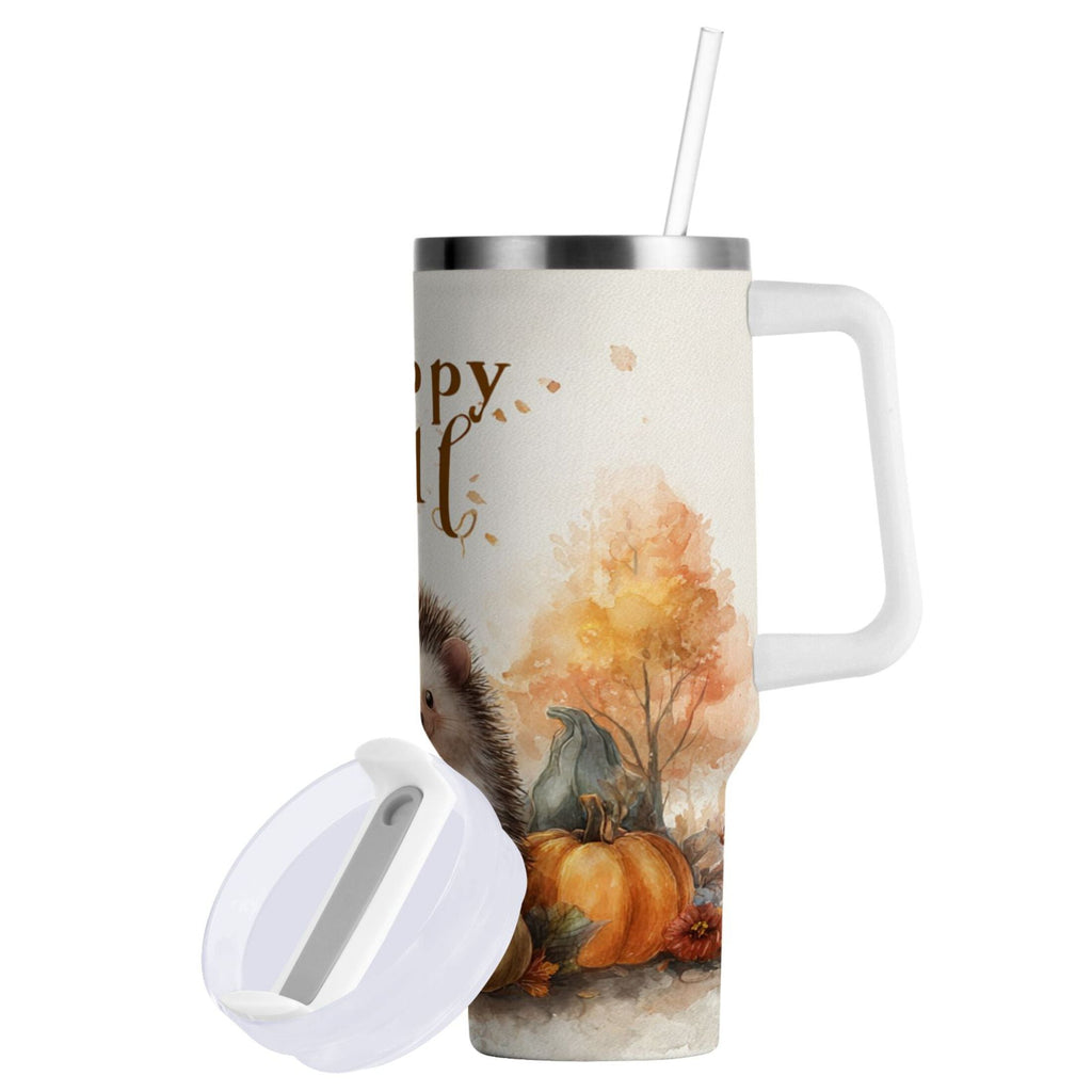 30 oz Insulated Stainless Steel Tumbler Double Wall Stainless Steel Tumbler with 2-Way Drinking Cute Little Hedgehog C625Z