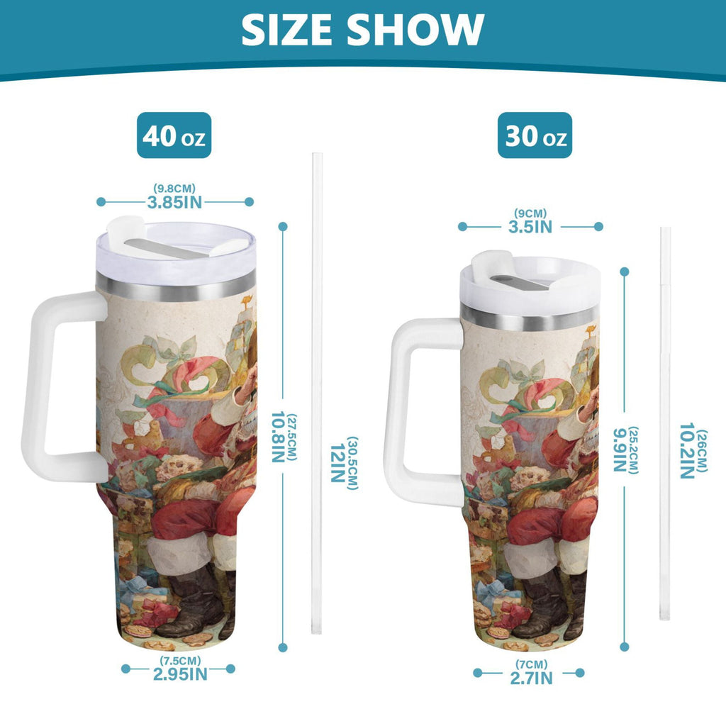 30 oz Insulated Stainless Steel Tumbler Double Wall Stainless Steel Tumbler with 2-Way Drinking Santa Claus Sitting in Chair C682N