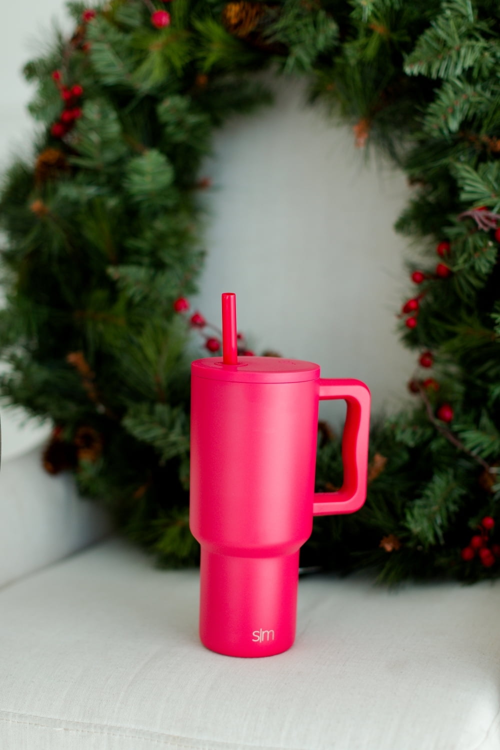 Simple Modern 30 fl oz Insulated Stainless Steel Trek Tumbler with Straw Lid | Seaglass Sage and Cream Checkmate C690C