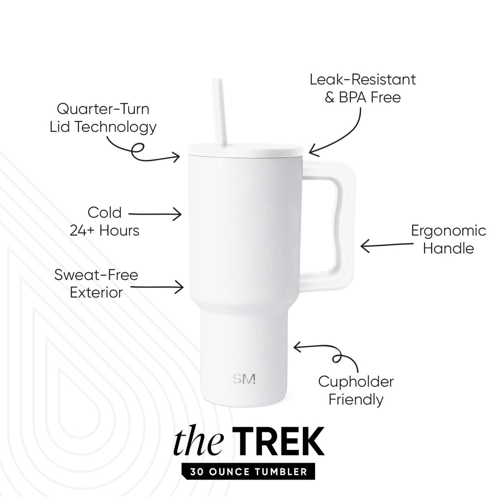 Simple Modern 30 fl oz Insulated Stainless Steel Trek Tumbler with Straw Lid | Seaglass Sage and Cream Checkmate C690C