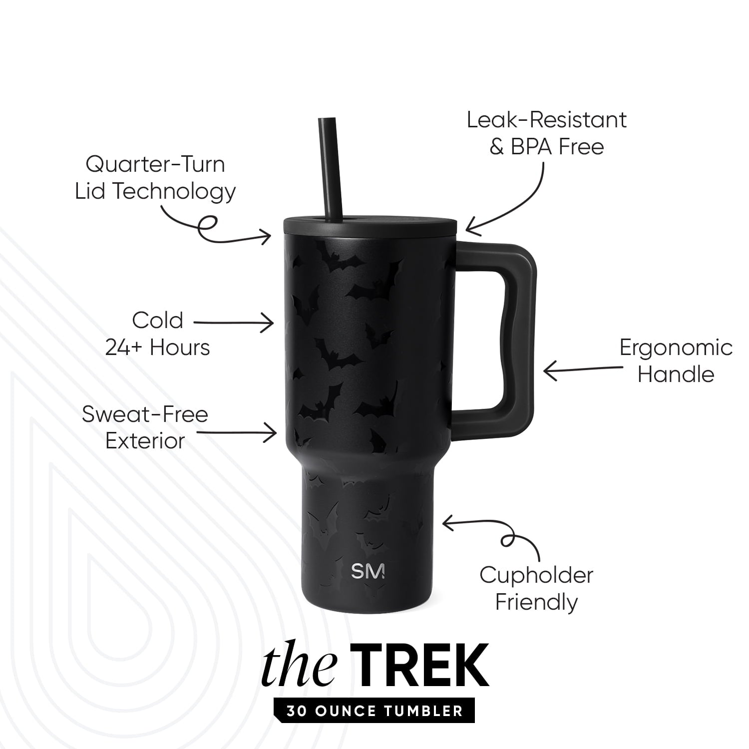 Simple Modern 30 fl oz Insulated Stainless Steel Trek Tumbler with Straw Lid | Seaglass Sage and Cream Checkmate C690C