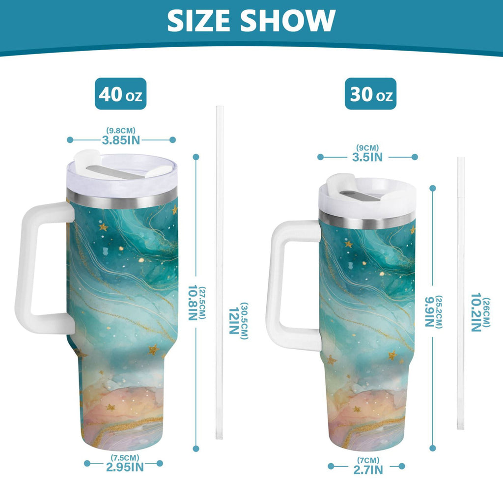40 oz Insulated Stainless Steel Tumbler Double Wall Stainless Steel Tumbler with 2-Way Drinking Beautiful Watercolor Stars C530S